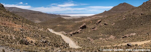 Route Laguna Coipasa-Salinas de Garci Mendoza-Jirira-Ayque - Bolivie